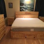 King Captains Bed $699
Add Bookcase Headboard $375
Storage Door in Footboard $25
Custom Natural Stain $100